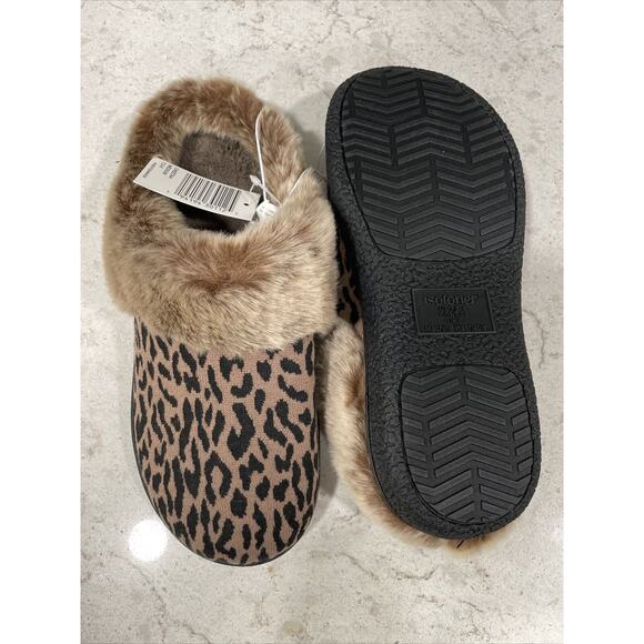 CHEETAH Ladies Med 7.5-8 Isotoner Memory Foam Hoodback ECO Comfort Slippers NIB - Picture 3 of 7